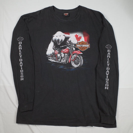 Harley Davidson Motorcycles Polar Bear Run Calgary Alberta Long Sleeve T Shirt Mens 5XL~