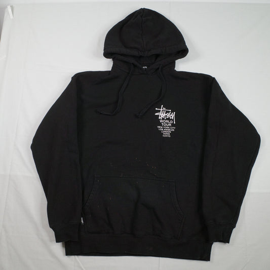 Stussy Australia Black World Tour Black Hoodie Sweater Pullover Mens Small