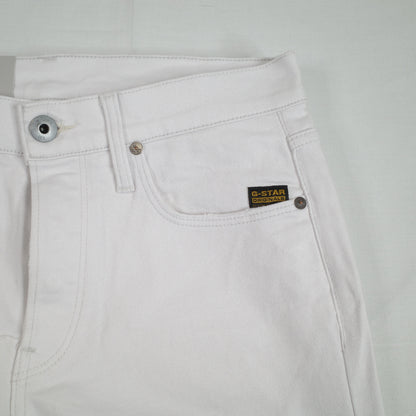G-Star RAW 3301 Slim Jeans Mens 31x32 White Paper Destroyed Stretch Denim Pants NEW