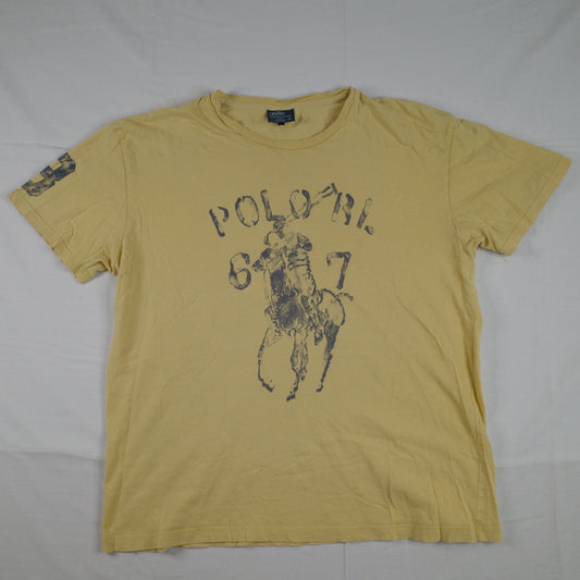 Polo Ralph Lauren Vintage 67 Horse And Rider Yellow T-Shirt Short Sleeve Mens M