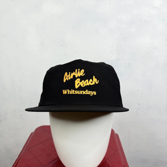 Vintage Nylon Airlie Beach Whitsundays Snapback Black Cap
