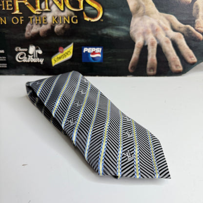 LOUIS VUITTON Silk Neck Tie LV Logo Gray Handmade In Made In Italy