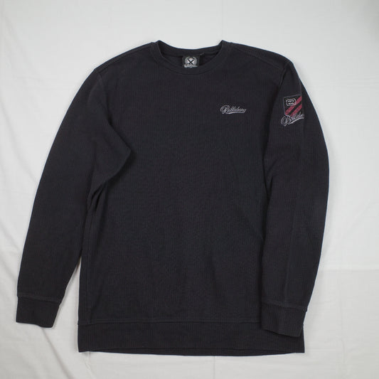 Billabong Cable Knit Black Washed Sweater Crewneck Mens Large