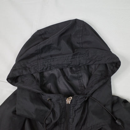 Vintage Nike Nylon Black Big Back Windbreaker Swoosh Coat Jacket Overcoat Mens Medium