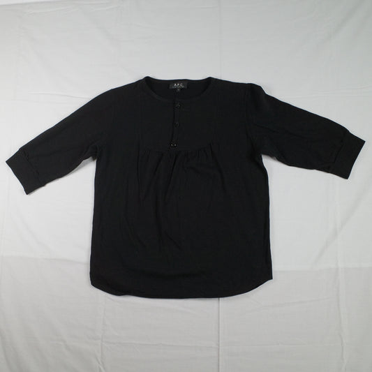 APC Rue De Fleurus Paris Womens Black Half Sleeve Black Top Blouse Shirt Womens Small