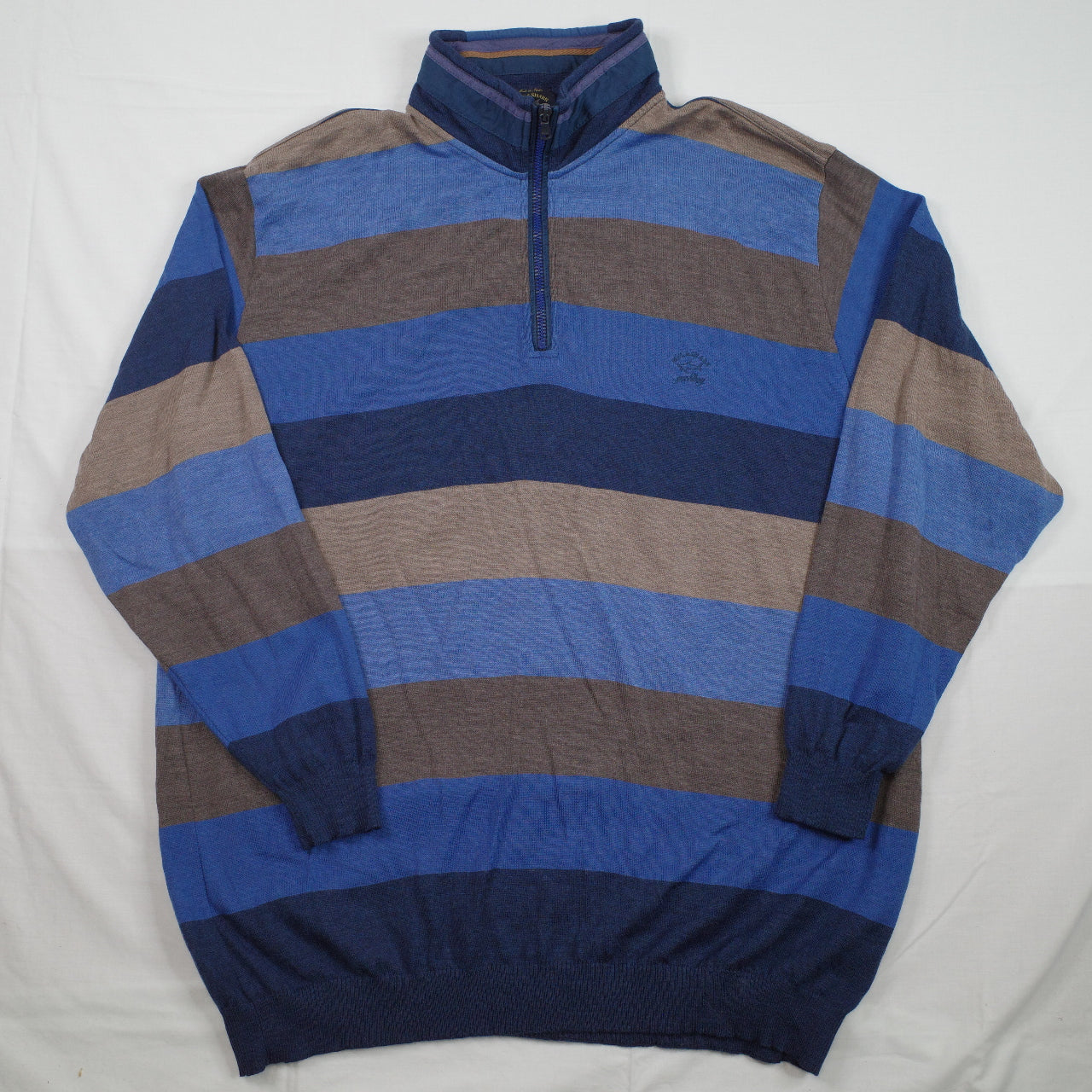 Paul & Shark Sweater Mens 6XL Blue Grey  Quarter Zip Competition Yachting Made in Italy