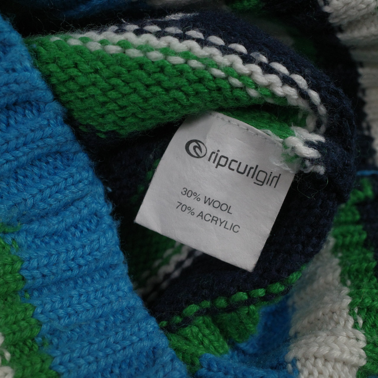 Vintage Rip Curl Girl Turtle Neck Knit Sweater Cardigan Womens 8