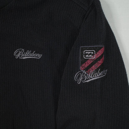 Billabong Cable Knit Black Washed Sweater Crewneck Mens Large