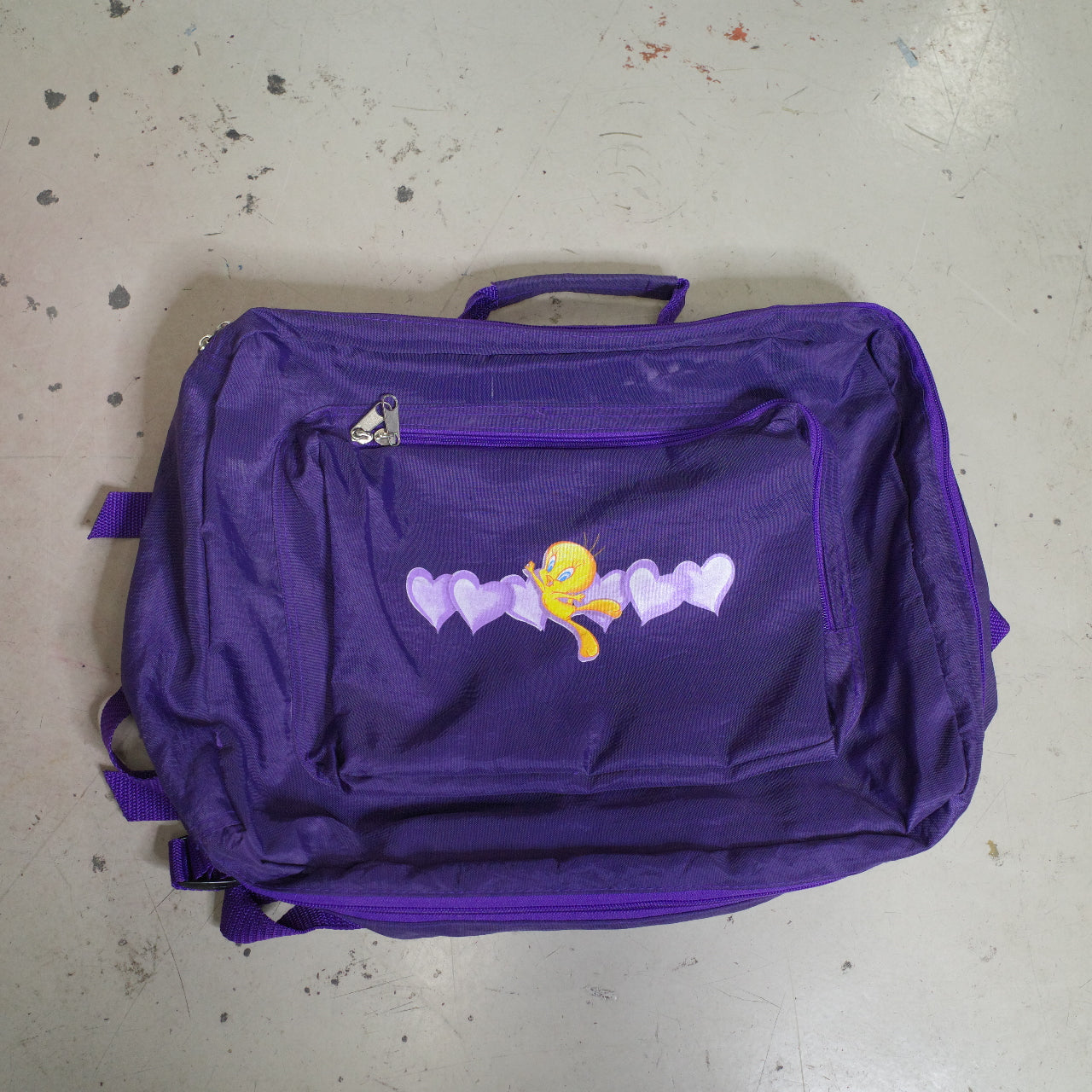 1998 Vintage Tweety Backpack Briefcase Purple