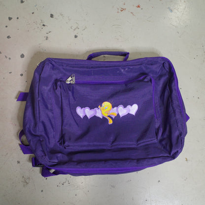 1998 Vintage Tweety Backpack Briefcase Purple