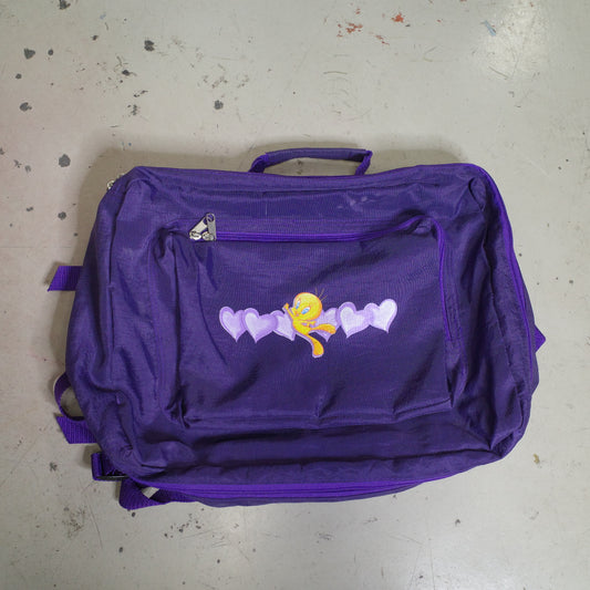1998 Vintage Tweety Backpack Briefcase Purple