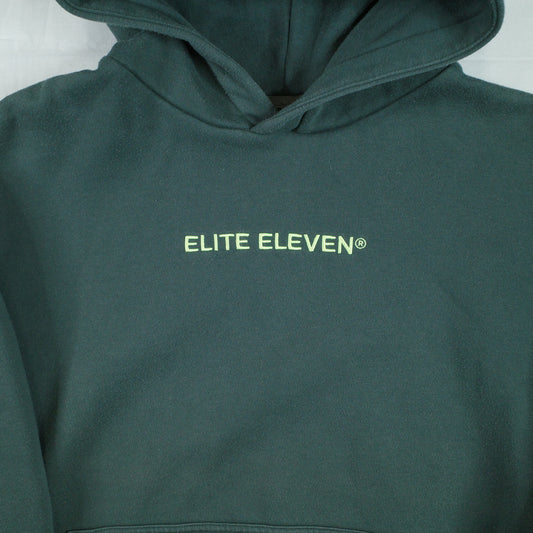 Elite Eleven Hoodie Green Neon Logo Hoodie Oversized Sweater Pullover Mens Small