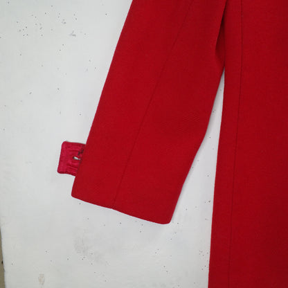 Pendleton Double Breasted 1970's Pea Long Wool Red Coat Women's 8 USA Made