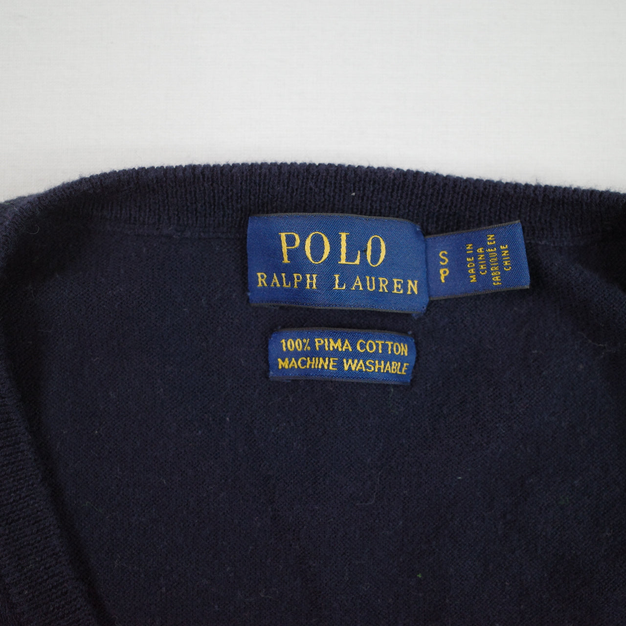 Polo Ralph Lauren Sweater Womens Small Navy Pima Cotton V Neck Knit Pullover