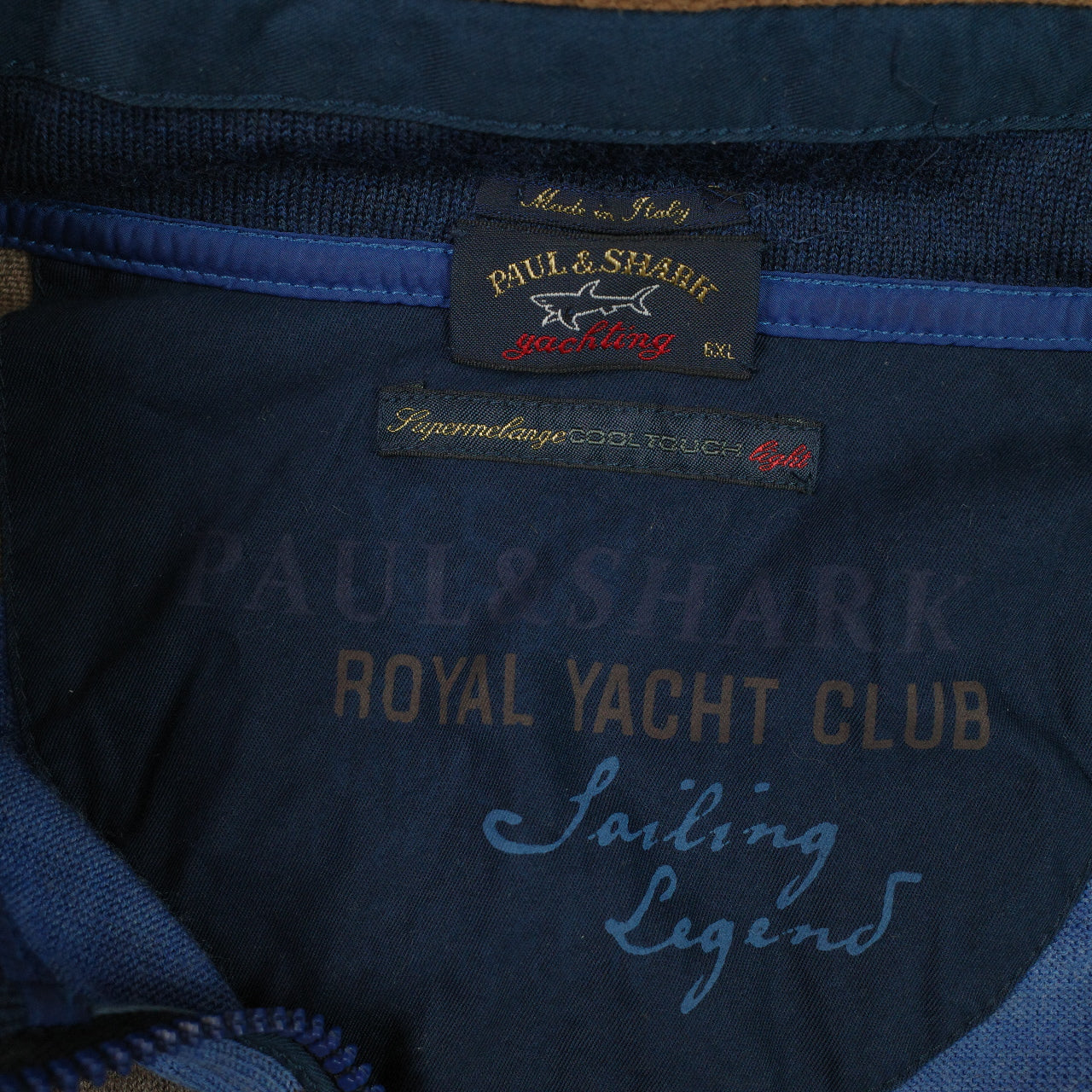 Paul & Shark Sweater Mens 6XL Blue Grey  Quarter Zip Competition Yachting Made in Italy