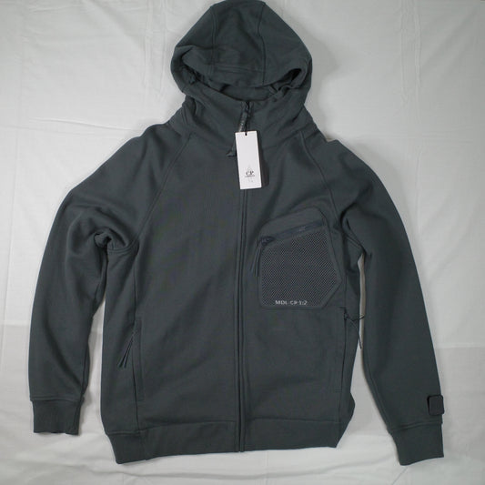 C.P. Company Metropolis Series Diagonal Raised Fleece Hoodie Grey Mens XL NWT