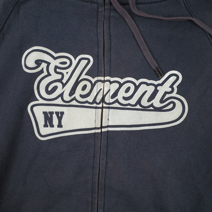 Element Zip Up Spell Out Y2K Black Hoodie Men's Large
