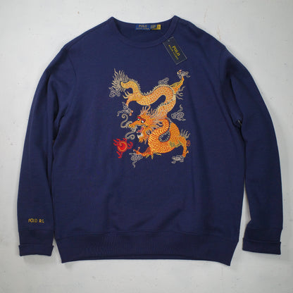 Polo Ralph Lauren Chinese New Year Dragon Navy Embroidered Sweater Crewneck Mens XL NWT