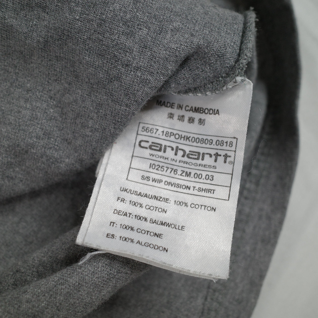 Carhartt WIP Work In Process Grey Division T Shirt Mens M