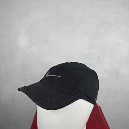 Nike Dri Fit Hat AW84 Black Pin Stripe Adjustable Back Running Cap