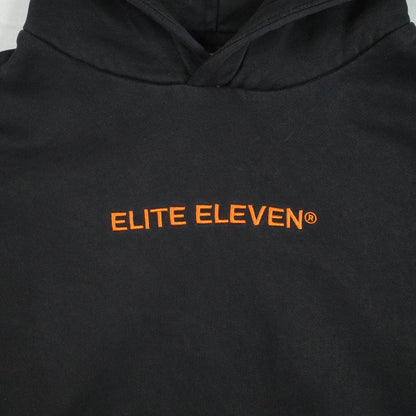 Elite Eleven Hoodie Orange Logo Black Hoodie Oversized Sweater Pullover Mens Small