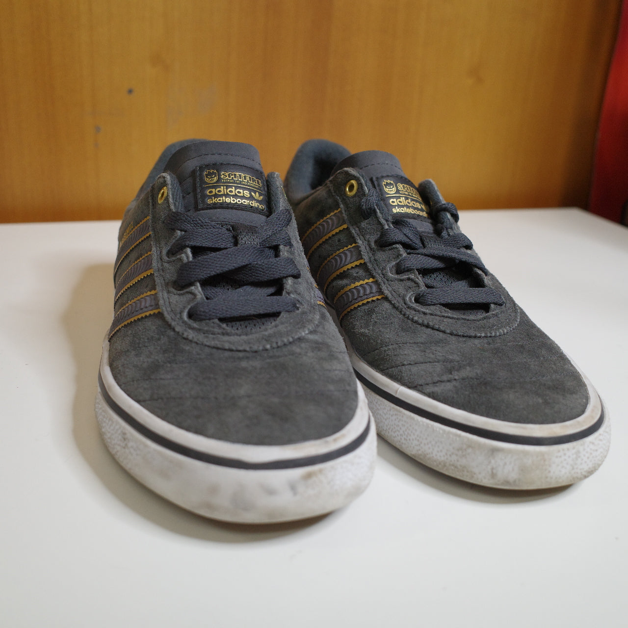 Adidas X Spitfire Busenitz Skateboarding Shoes Gray Suede Mens Sneakers US8