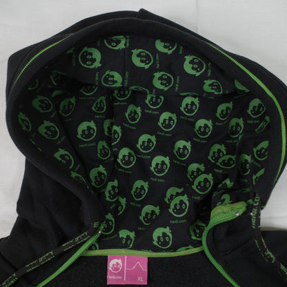 Heidi dot com 2 Zip Neon Black Hooded Zip Up Jacket Unisex XL