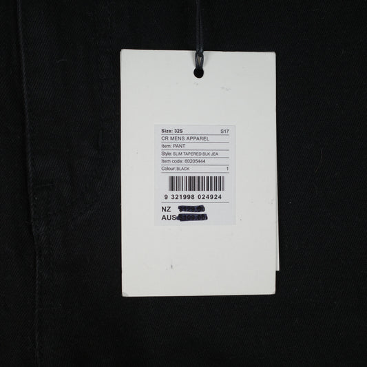 Country Road Denim Black Jeans Slim Tapered W32 L32 NEW RRP:$109