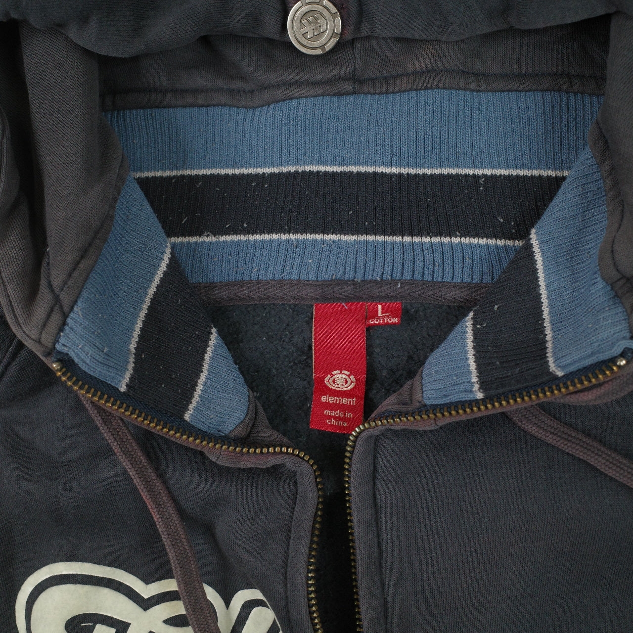 Element Zip Up Spell Out Y2K Black Hoodie Men's Large