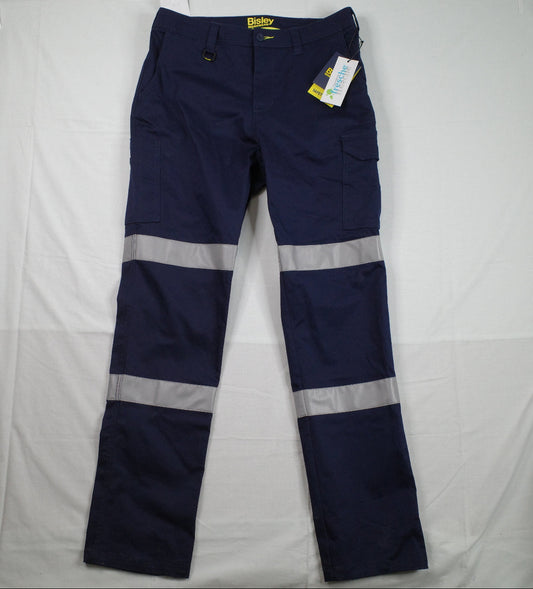 Bisley BPC6008T Mens Hi-Vis Taped Biomotion Stretch Cotton Cargo Pants 84L/33L