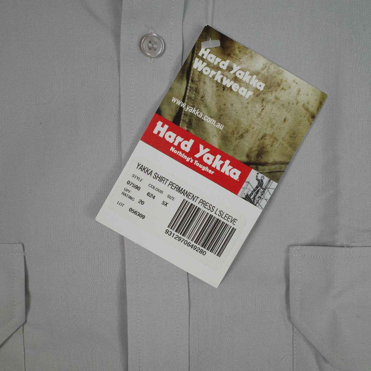 Hard Yakka Y07590 Permanent Press Poly Cotton Shirt Long Sleeve Beige Mens 5XL