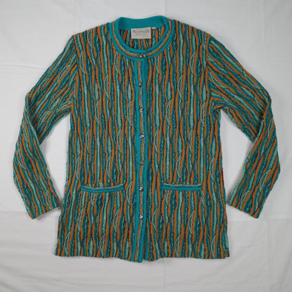 The Great Australian Sweater By Fields Cable Coogi Style Button Sweater Cardigan Men’s Small
