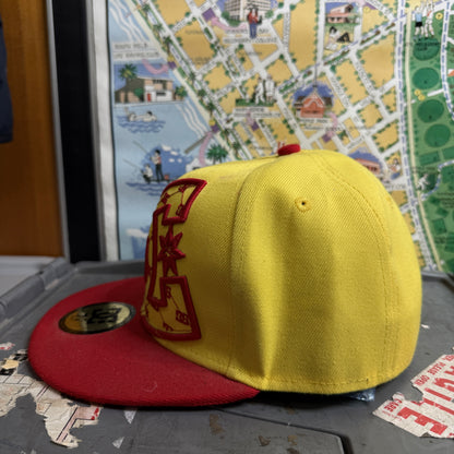 DC Shoes Fittted Cap 7 1/8 Yellow Red Embroidery Cap Hat
