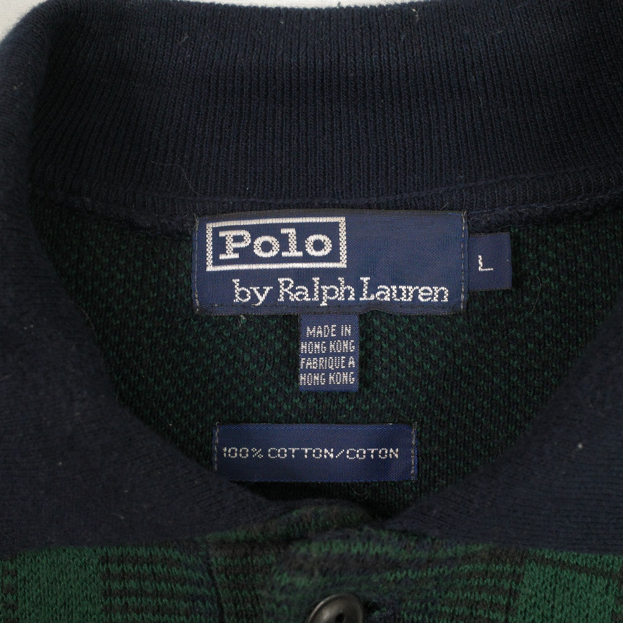 VIntage Polo Ralph Lauren Polo Tennis Plaid Knit Sweater Quarter Buttons Mens Large