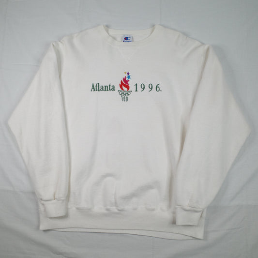 Champion Atlanta 1996 Olympics White Sweater Crewneck Mens XL