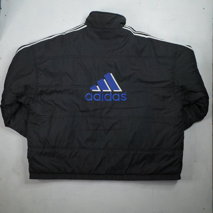 Vintage Adidas Puffer Jacket Size XL Blue Black Reversible 90s Y2K