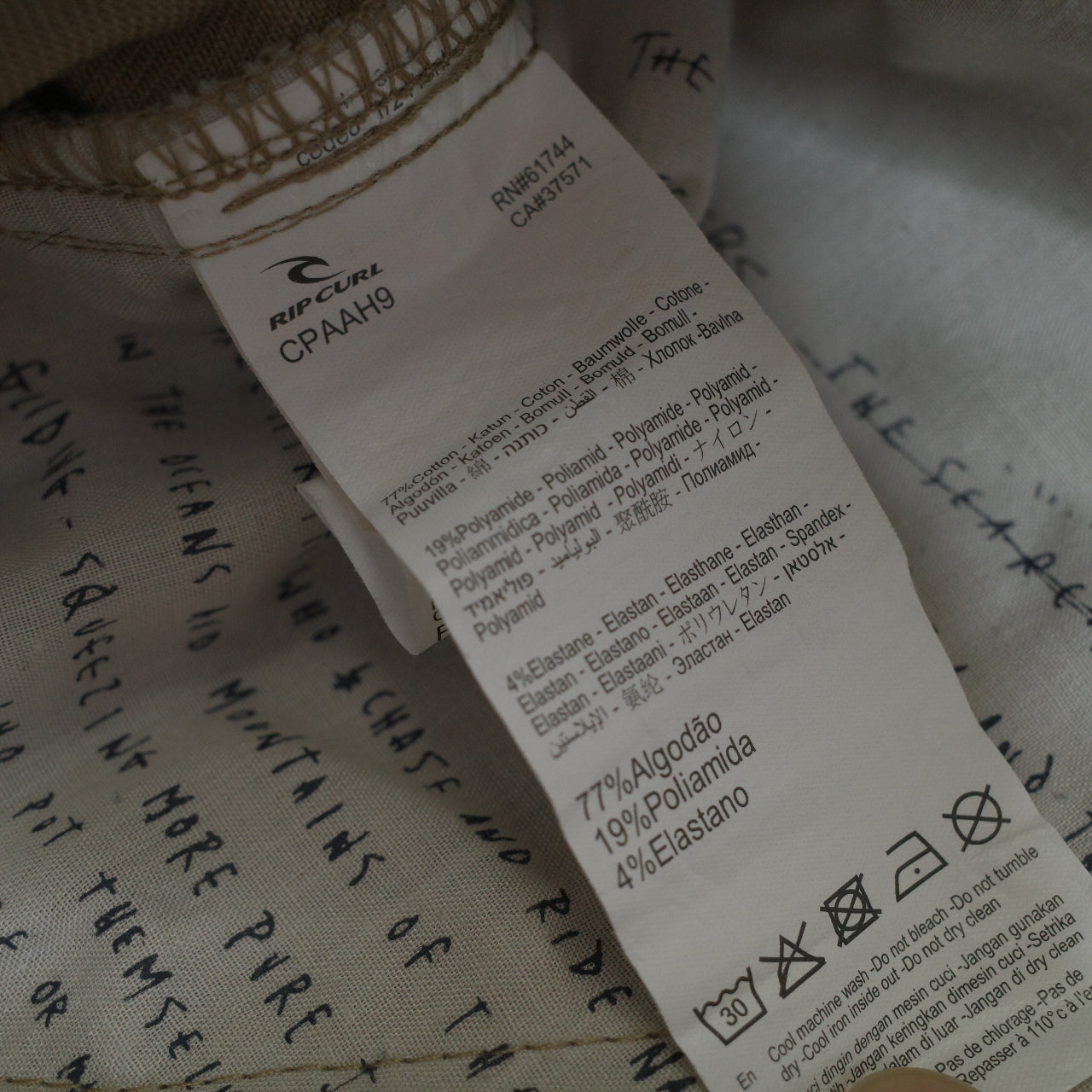 Rip Curl Searchers Cargo Pants Light Khaki Cordura Mens 36