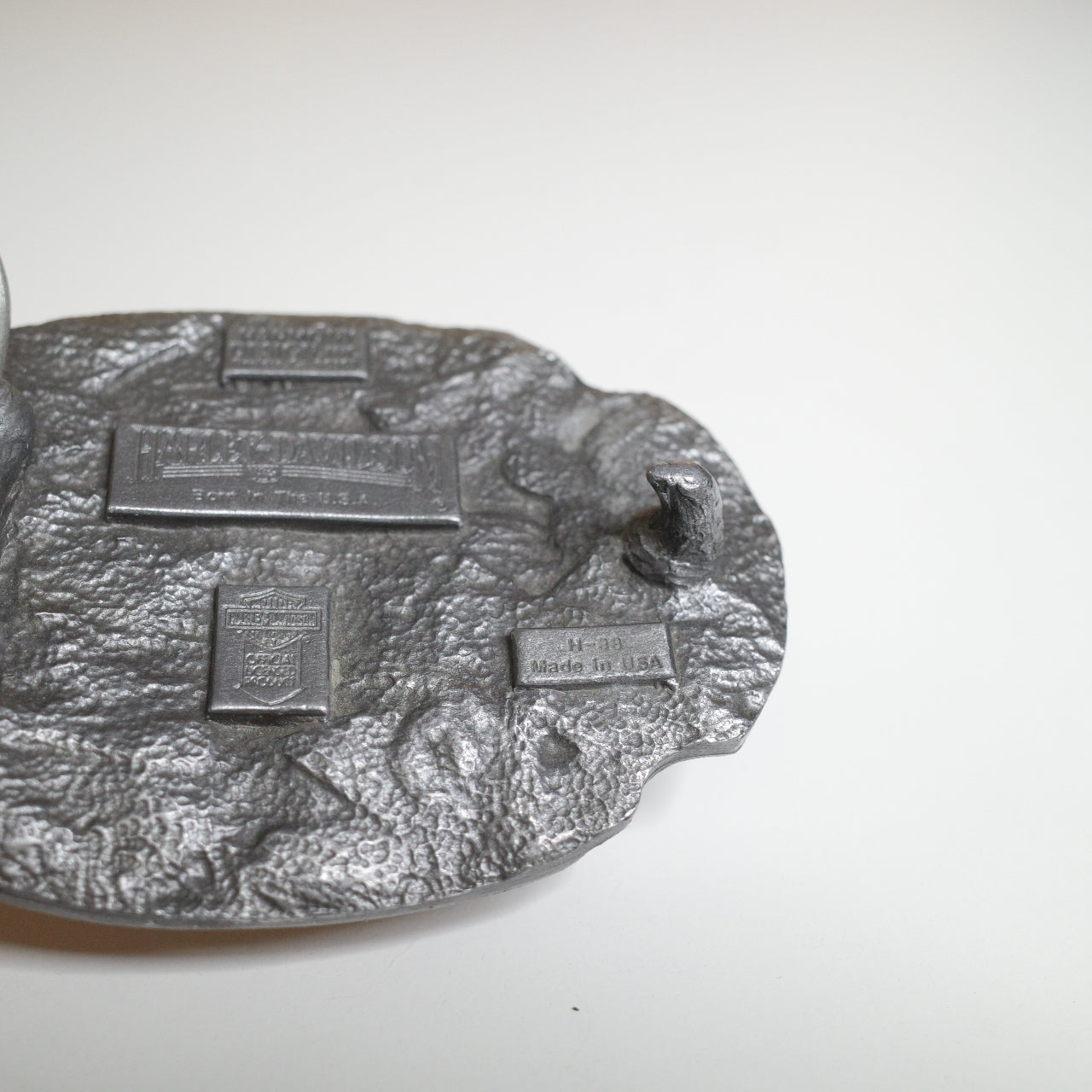 Harley Davidson 1989 Cycles Metal Belt Buckle USA Made Leather Embossed Belt Siskiyou