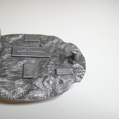 Harley Davidson 1989 Cycles Metal Belt Buckle USA Made Leather Embossed Belt Siskiyou