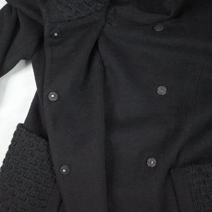 Anna Sui Black Wool Button Knee Length Coat 6