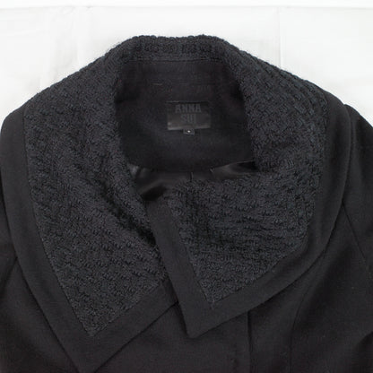 Anna Sui Black Wool Button Knee Length Coat 6