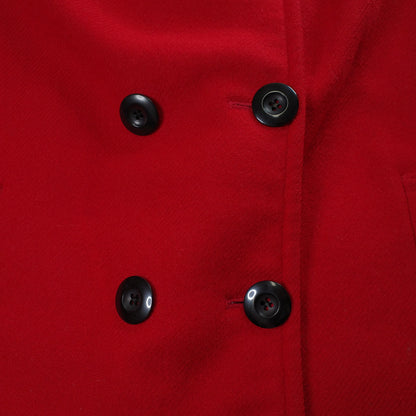 Pendleton Double Breasted 1970's Pea Long Wool Red Coat Women's 8 USA Made