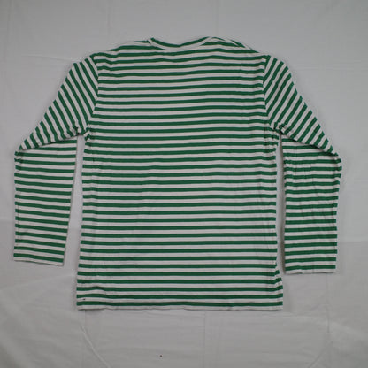Comme Des Garcons CDG Play Green and White Striped Long Sleeve Crewneck T-shirt XL