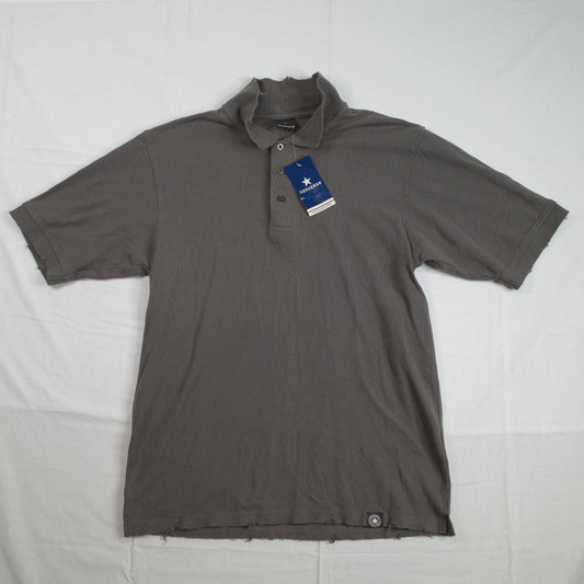 Vintage Converse Distressed Dark Grey Mens Short Sleeve Polo Medium New