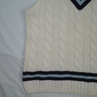 Polo Ralph Lauren Sweater Cable Knit Vest Cricket Tennis Cotton Large