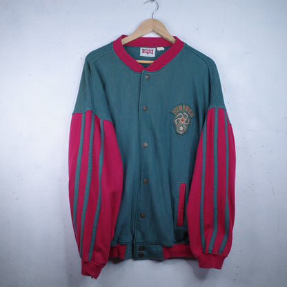 Striker Vintage Two Tone Faded Varsity Bomber Jacket Green Red Men's Large