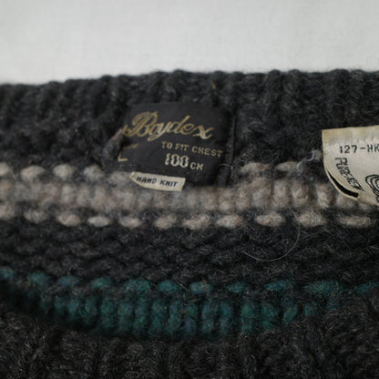 Coogi Style Boytex Pure Wool 90's Hand Made Knit Fleece Sweater Mens Large