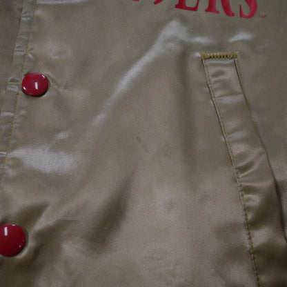 Vtg San Francisco 49ers Chalk Line Gold Satin Bomber Jacket USA Made Boys Youth Sz 14-16
