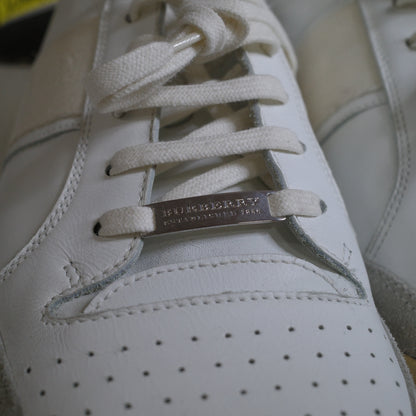 Burberry Suede Leather White/Grey Trainers EU 44 US11