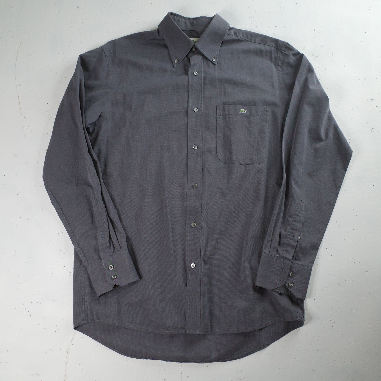 Vintage Lacoste Business Shirt Mens 40 Gray Button Down